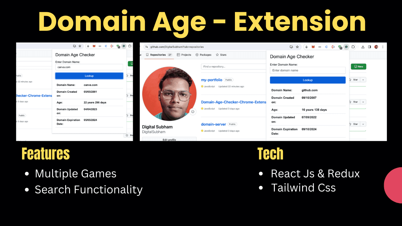 Domain Age Checker browser extension preview